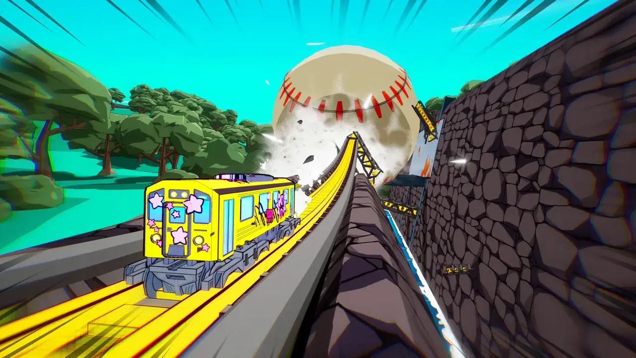 Denshattack train entering a trick route