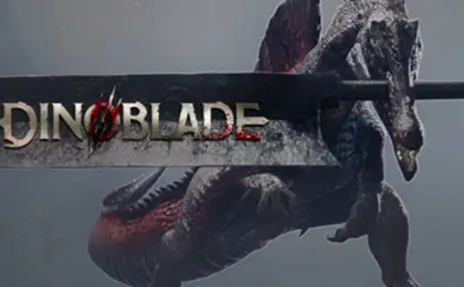 A weapon-wielding dinosaur facing an Alpha in Dinoblade