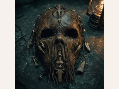 Mask of Nyarlathotep artwork from The Mound: Omen of Cthulhu