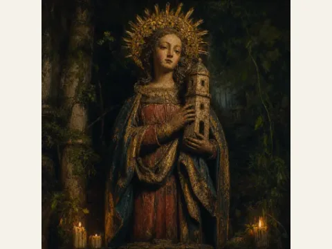 Saint Barbara artwork from The Mound: Omen of Cthulhu