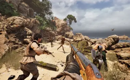 Explorers moving through the cursed jungle in The Mound